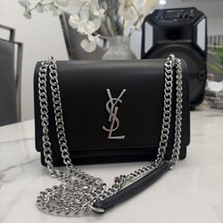 Saint Laurent Sunset Bag Black And Silver 