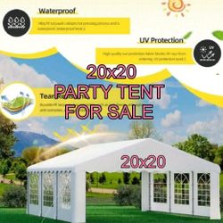 20x20ft Heavy-Duty White Party Tent with Removable Sidewalls & Storage Bags – Waterproof Outdoor Gazebo for Weddings, Events, BBQs, and Family