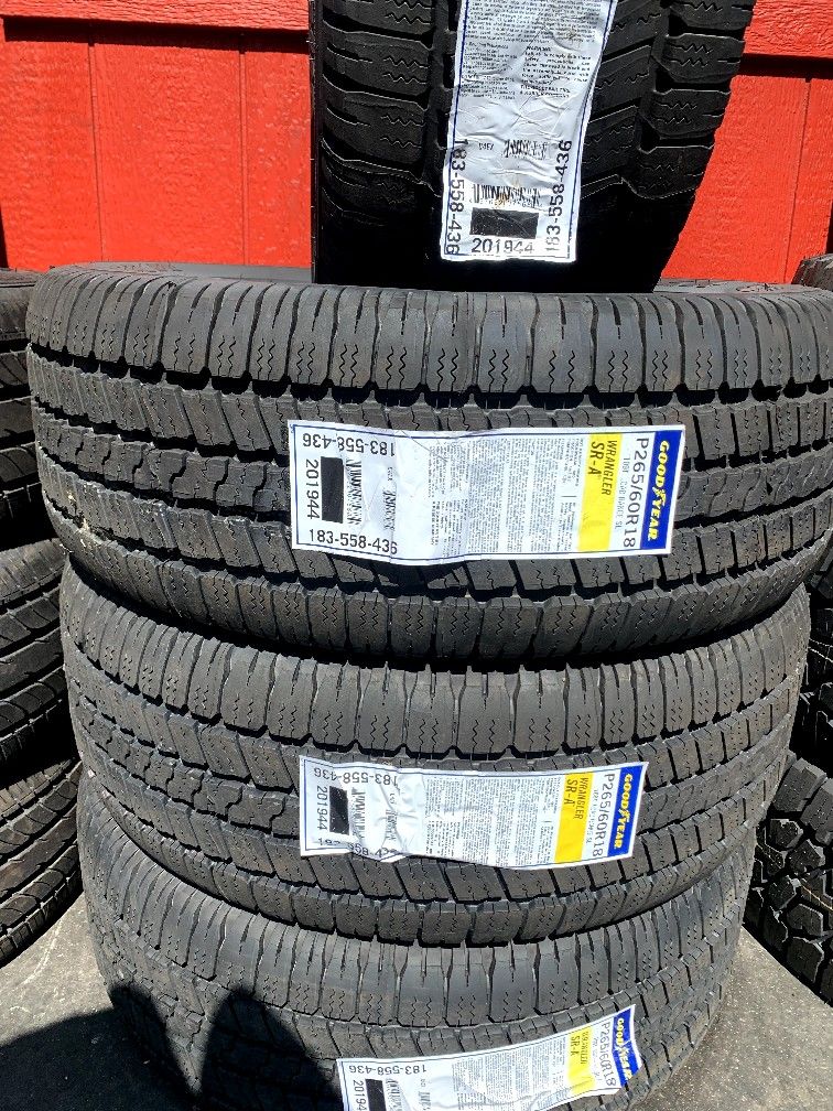 Set of brand new tires 265/60R18 Goodyear wrangler for only $650 all four for  Sale in El Monte, CA - OfferUp