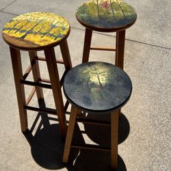 3 Wood Stools