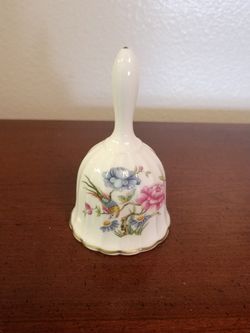 Vintage Estate Spode Bone China Bell Decorated With Birds & Flowers!! 4" H x 2.5" W!!