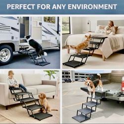 Foldable Dog Stairs for Large Dogs - Extra Wide Pet Ramp for Cars, SUV, Truck, NonSlip Surface, Supports Up to 250 Lbs, 5 Steps Retails $69.99