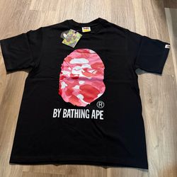 (BAPE) Pink Camo Big Ape Head T-Shirt