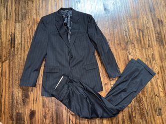Joseph A. Bank Vintage Black Pinstripe 2pc Suit Jacket & Pant Set ~42L / 32x34
