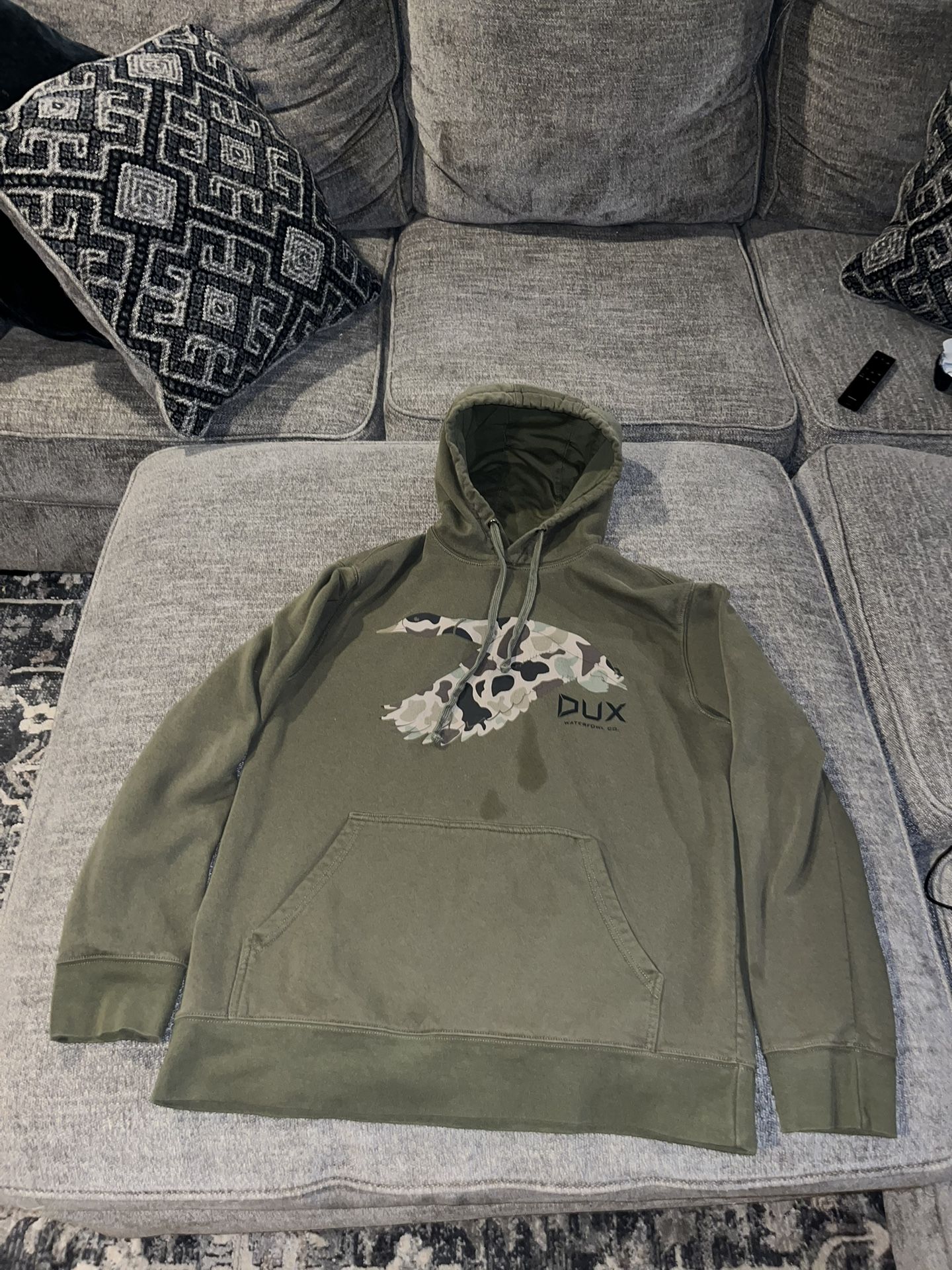 Khaki and green DUX Waterfowl hoodie 