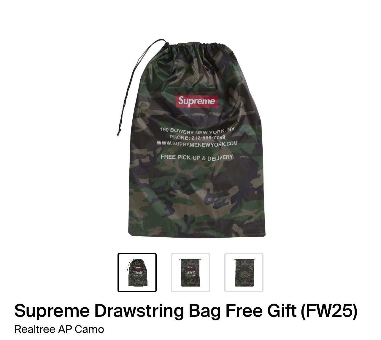 Supreme Drawstring Bag (FW25)