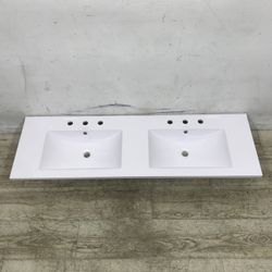 Swiss Madison 60" Ceramic Vanity Top in Glossy White