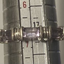 Sterling Silver Ring, 3 Nice Purple Stones, Size 7