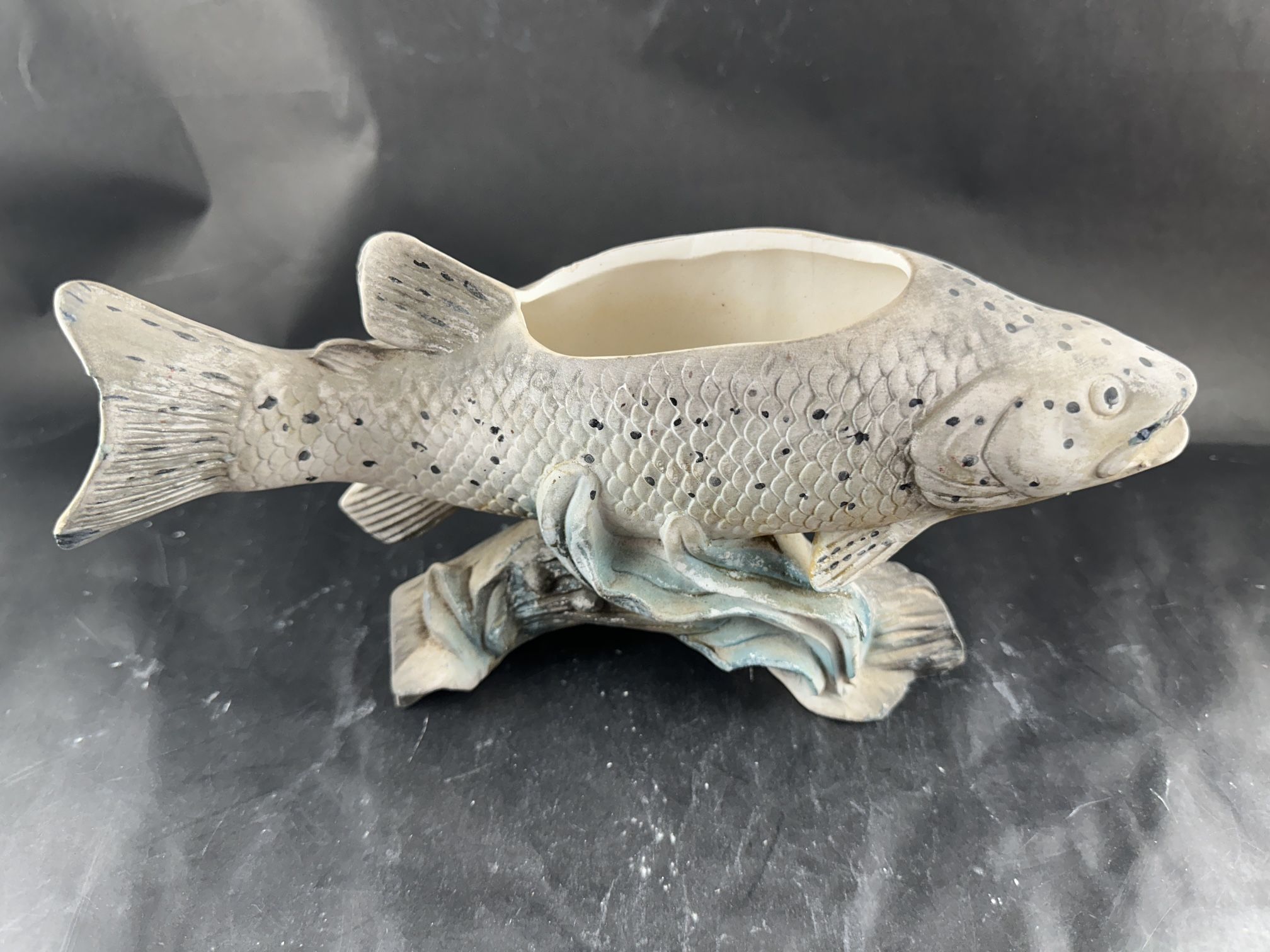Vintage Enesco Trout Fish Vase, Ceramic Succulent Planter