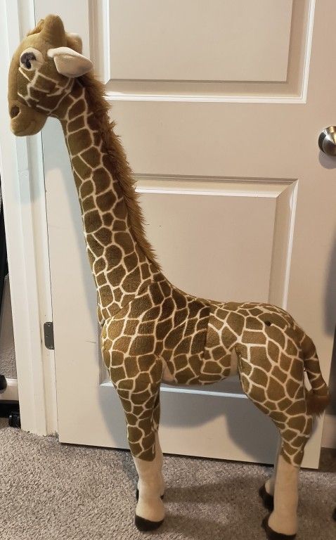 RARE Vintage FAO Schwarz 48" Standing Giraffe Plush Stuffed Animal Toy Iconic Decor