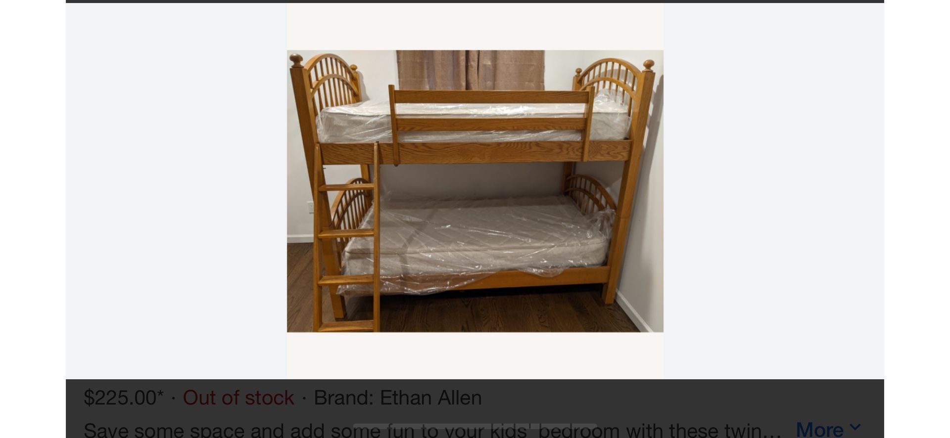 Ethan Allen Bunk Beds. 2 Twin Mattress All Used
