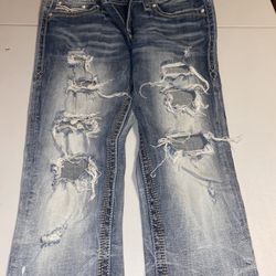 Rock Revival women’s jeans 30x31? bleach washed ripped faded distressed Blue  