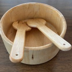 Vintage-Style Wooden Salad Set (3-Piece)
