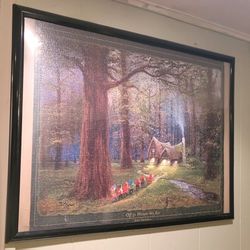 21"x31" FRAMED SEVEN DWARFS "OFF TO HOME WE GO" PUZZLE