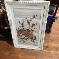 Vintage Silk Embroidery Frame Art