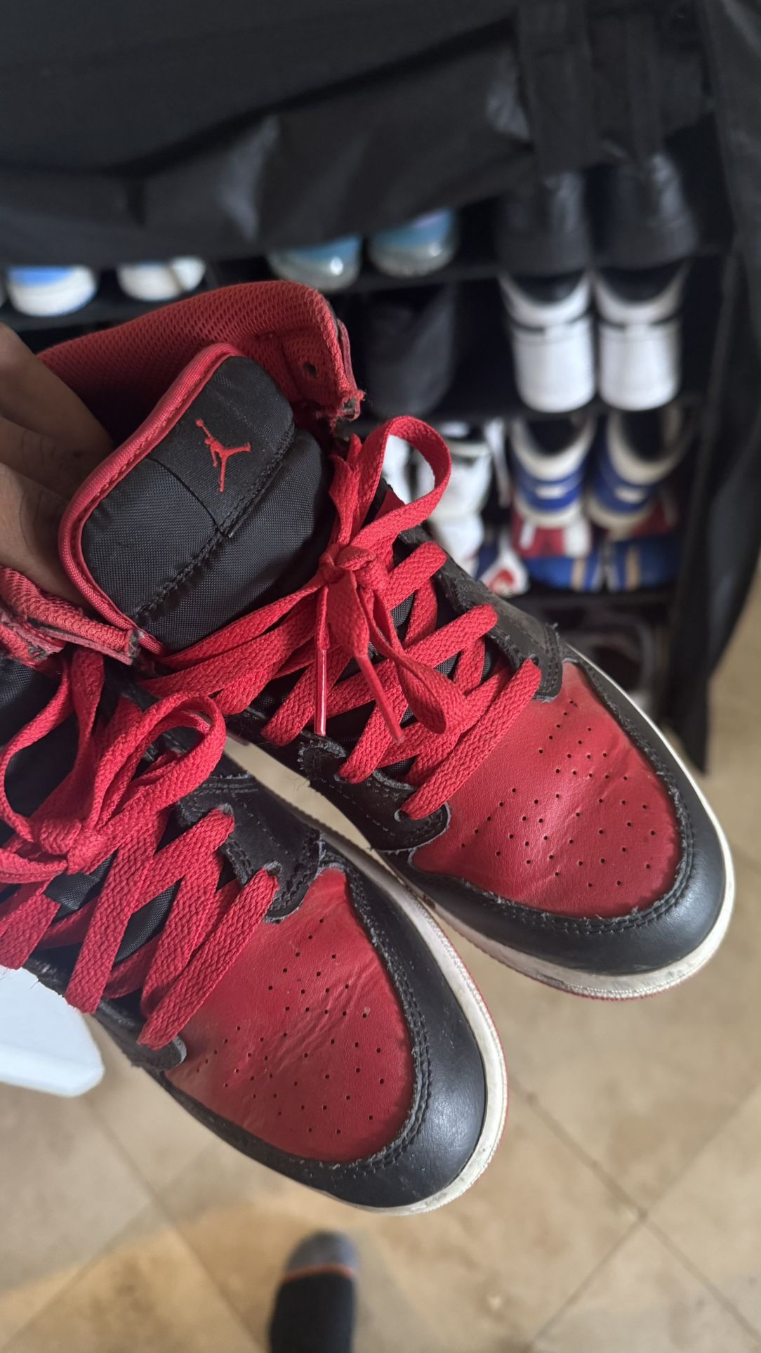 (Kid Size 2Y) Air Jordan 1 Mid “Bred” (Black/Gym Red-White)