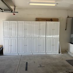4 white cabinets