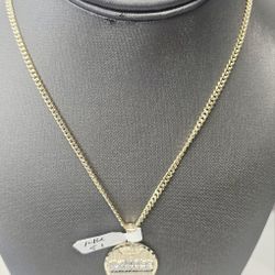 14k Hollow 22inch 3mm And 14k Pendant 