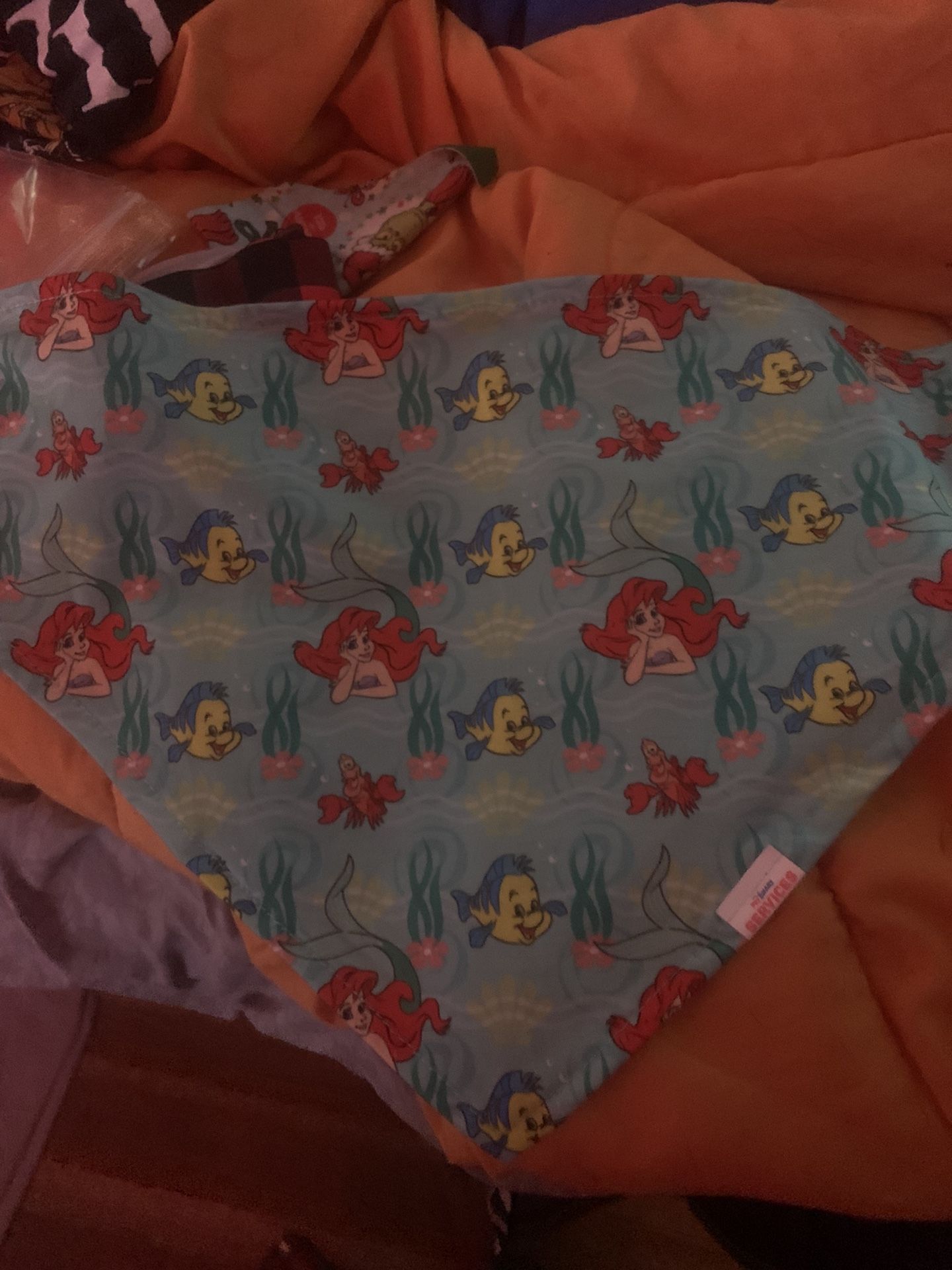 New Little Mermaid and Flounder Bandanas Large