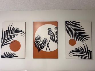 Set of 3 Botanical Canvas Wall Art