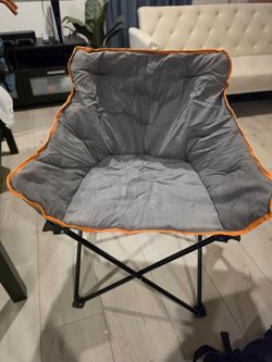 Folding Padded Camping Chair Gray Orange