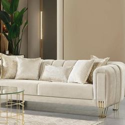 🚚Ask 👉Sectional, Sofa, Couch, Loveseat, Living Room Set, Ottoman, Recliner, Chair, Sleeper. 

✔️In Stock 👉Santana Ivory Velvet Living Room Set