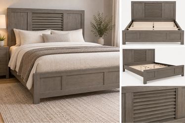 Gray Wood Bed Frame – Good Condition
