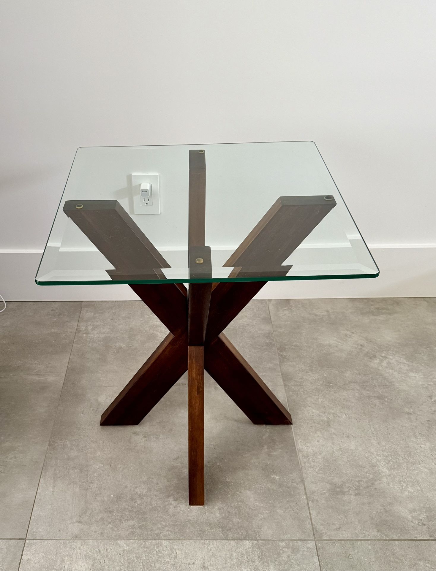 Pier One Imports End Table- Glass top-Wood Frame