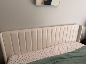 Cream Upholstered Headboard with Channel Tufting