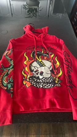 Ed Hardy Red Graphic Pullover Hoodie