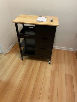 Rolling kitchen serving cart with storage