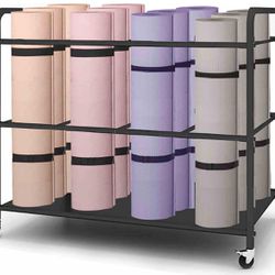 Yoga Mat Storage Rack Basket Workout Equipment Home Gym Storage Rack with Wheels