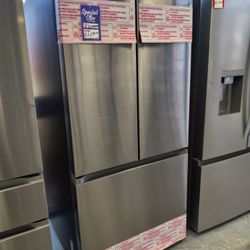 New Samsung
25 cu. ft. Standard Depth 3-Door French Door Smart Refrigerator in Stainless Steel with 