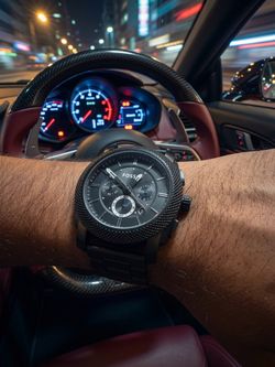 Men's All-Black Fossil Machine Chronograph