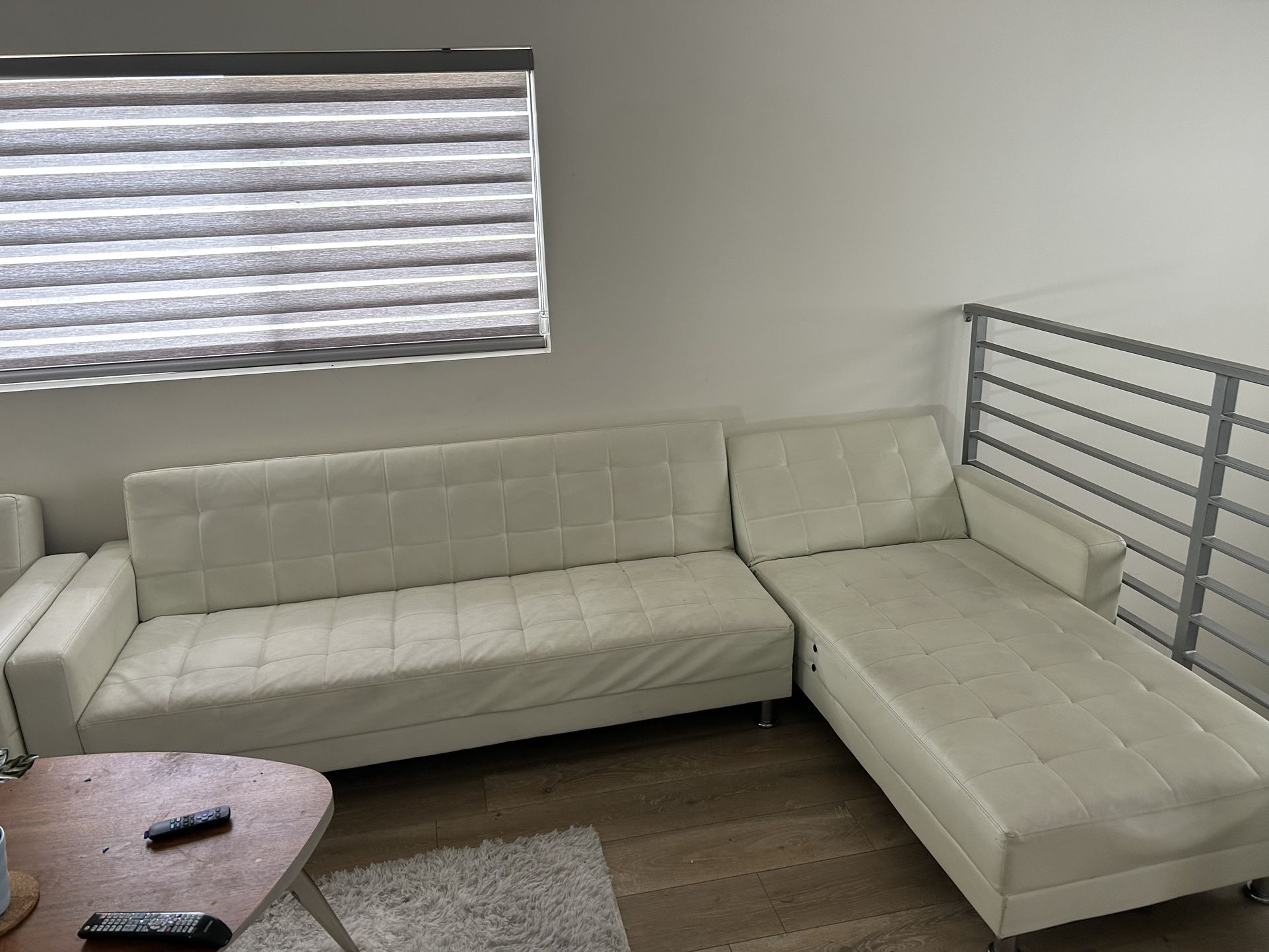 White Leather Couch 
