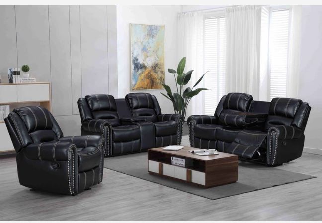 Lexington Black 3-Piece Reclining Living Room Set ) sectional couch sofa loveseat options