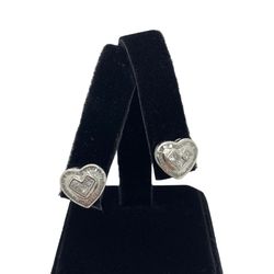 14K White Gold Diamond Heart Earrings 1.1 CTW / 4.8 Grams