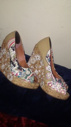 ED HARDY Peep toe wedges