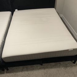 IKEA MEDIUM FIRM HAUGESUND QUEEN MATTRESS WITH BED FRAME