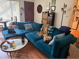 Velvet L shaped Couch