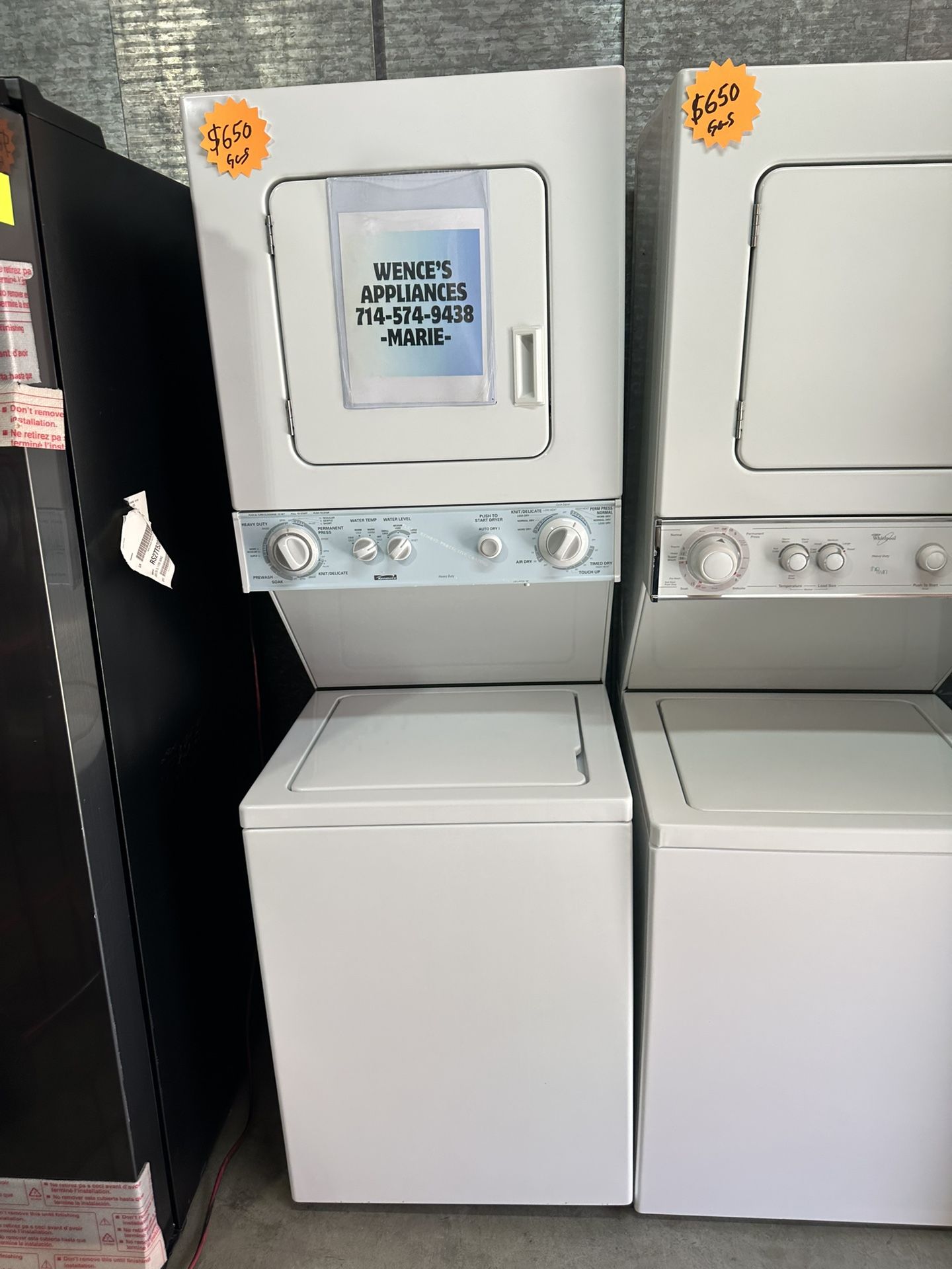 KENMORE GAS STACKABLE 24 WIDE