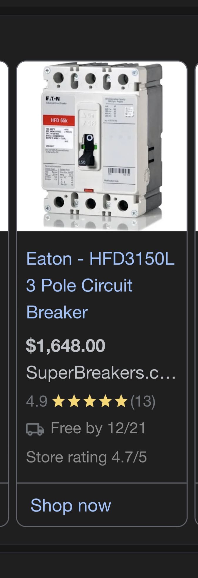 150amp 3 pole breaker