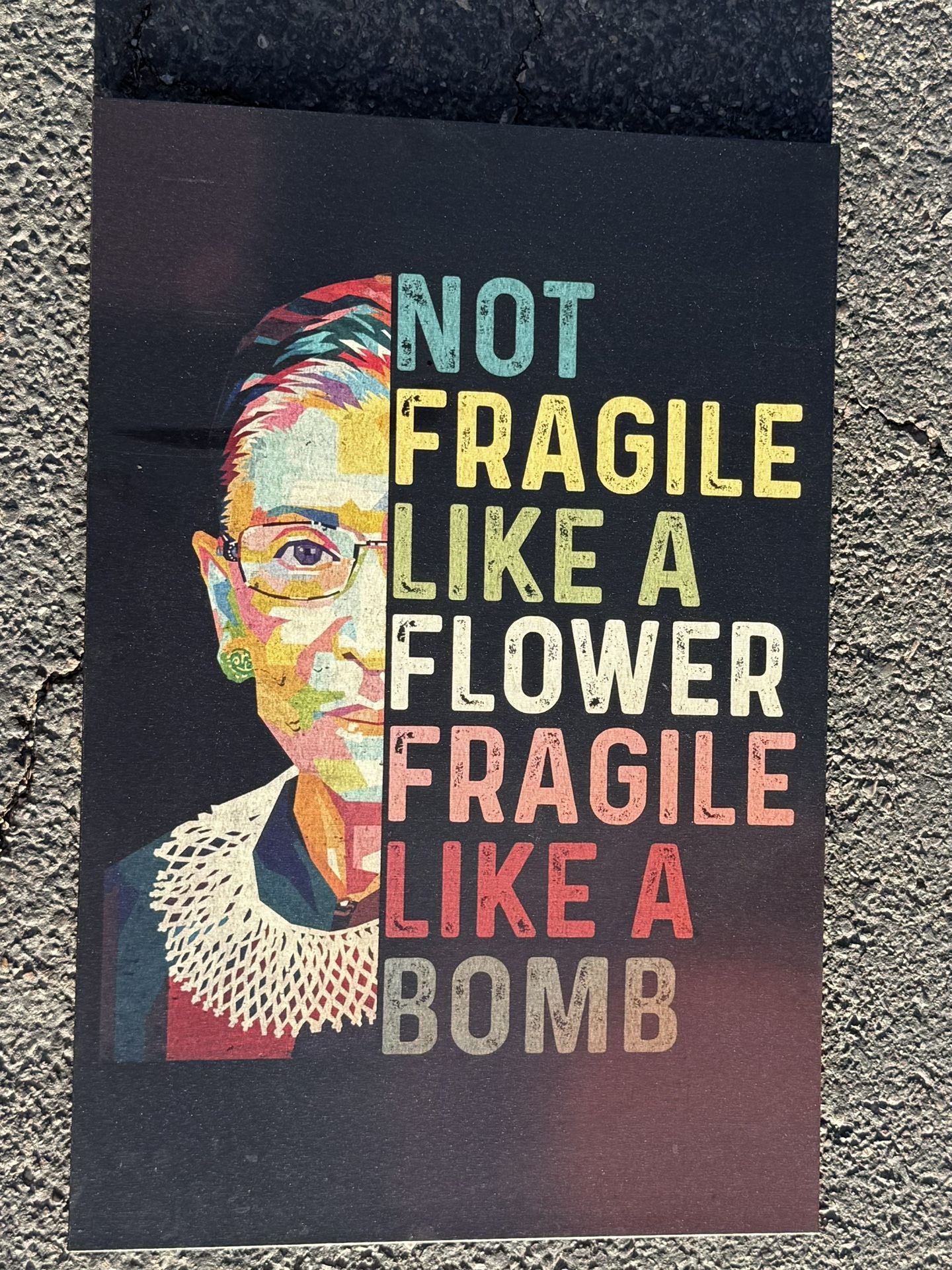 RBG “Not Fragile Like a Flower” Wall Art New