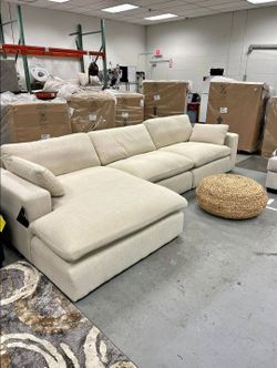 Cloud Style Feather Filled Ivory Cream Sectional Sofa With Chaise Only $39 Down Payment 👉 PLEASE ASK FOR JON GREEN WHEN YOU ARRIVE!Home Improvement, 