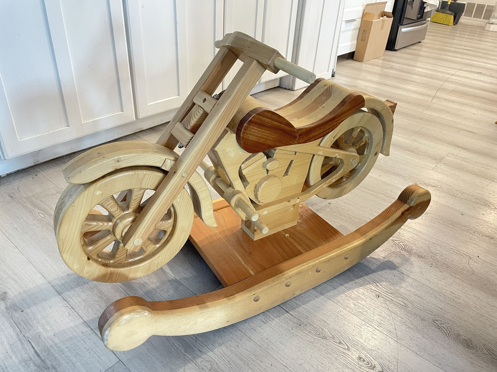 Wooden Motorcycle Rocker / Rockinghorse For Kids Decor / Photo Shoot Prop
