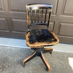 Vintage Oak Swivel Office Chair