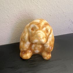 Vintage Ceramic Spaniel Dog Figurine Miniature Statue Yellow Glaze 2”