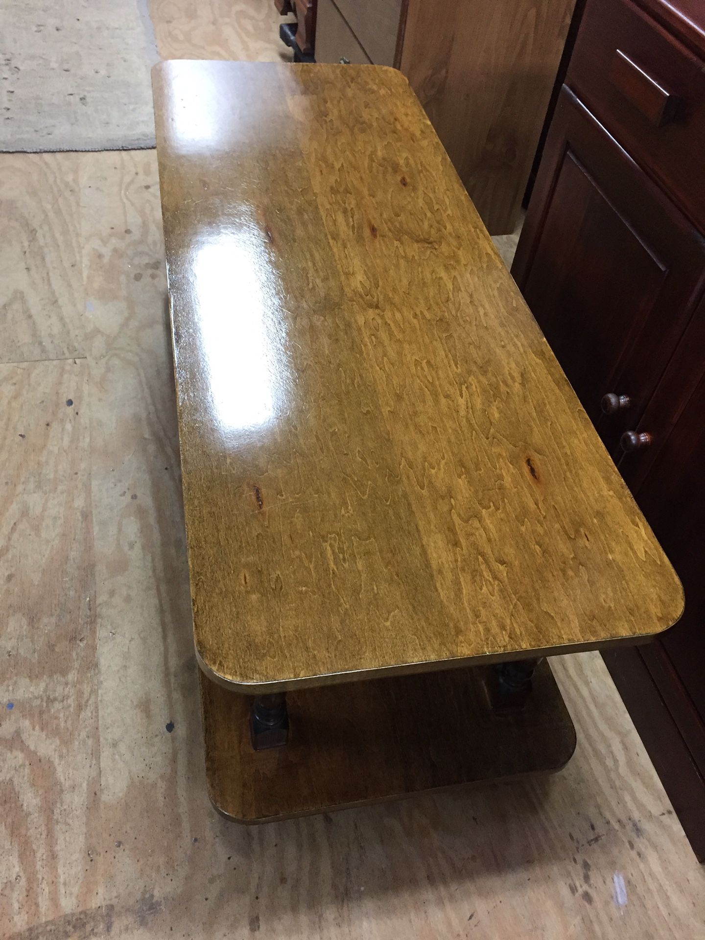 Nice hardwood Coffee Table 17 1/2”tall 4’long18”deep,sturdy good condition