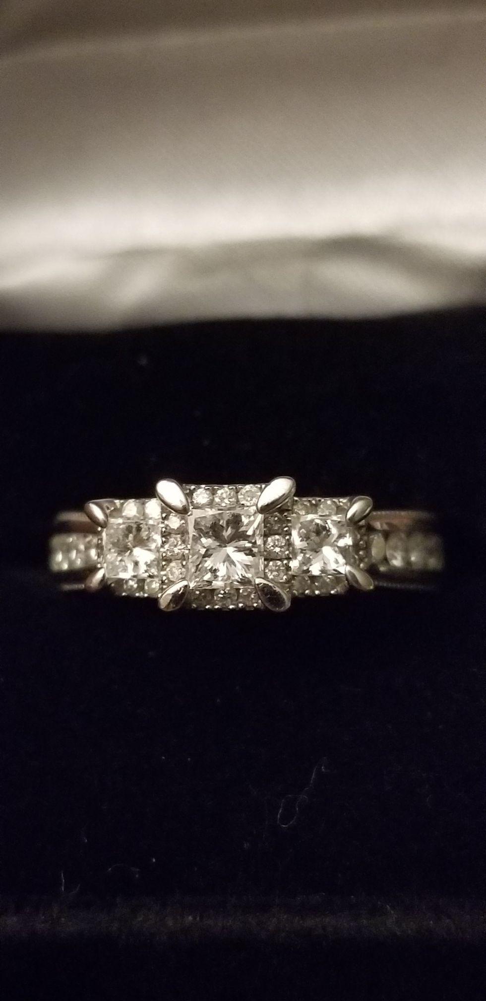 3 Stone Princess cut Diamond(1ct.) Engagement ring size 5