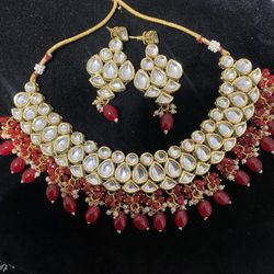 Kundan Monalisa Statement Necklace Set With Mangtikka Indian Bollywood Pakistani Jewellery  Bridal Heavy Set